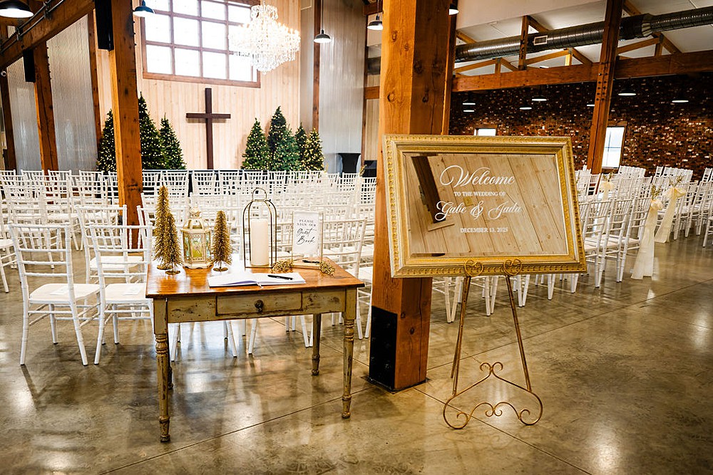Little Creek Barn is a two-story modern farmhouse barn wedding venue in Northwest Ohio; Timeless Winter Barn Wedding in Northwest Ohio
