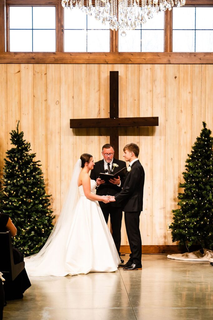 Little Creek Barn is a two-story modern farmhouse barn wedding venue in Northwest Ohio; Timeless Winter Barn Wedding in Northwest Ohio