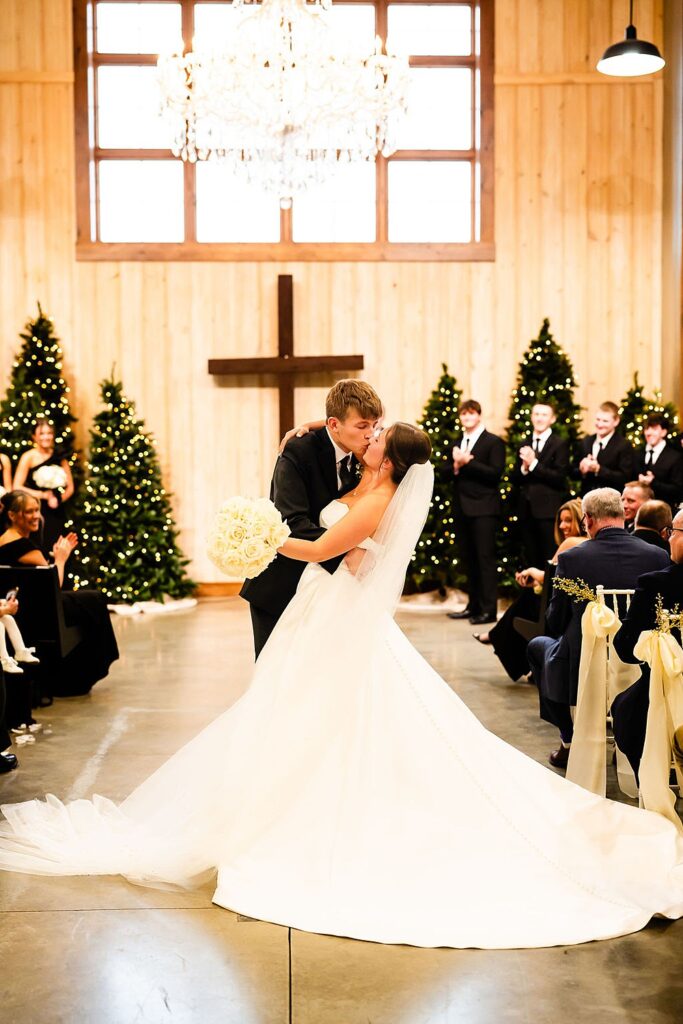 Little Creek Barn is a two-story modern farmhouse barn wedding venue in Northwest Ohio; Timeless Winter Barn Wedding in Northwest Ohio
