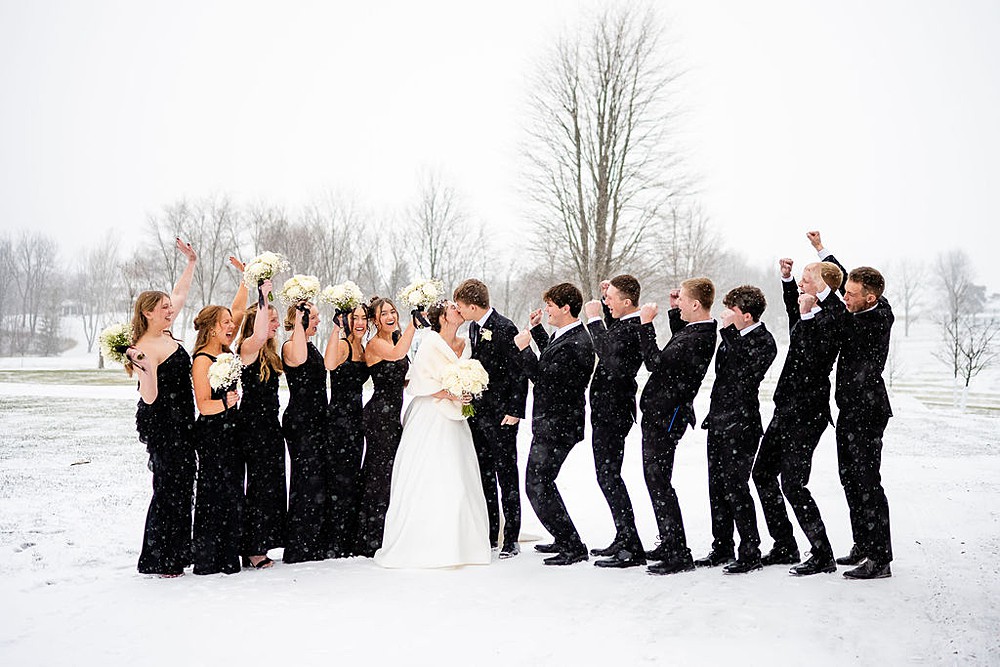Little Creek Barn is a two-story modern farmhouse barn wedding venue in Northwest Ohio; Timeless Winter Barn Wedding in Northwest Ohio